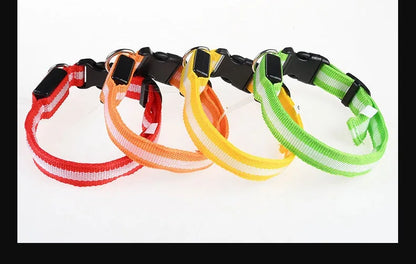 Dog Collar Nylon LED Night Safety Flashing Glow In The Dark Pet Dog